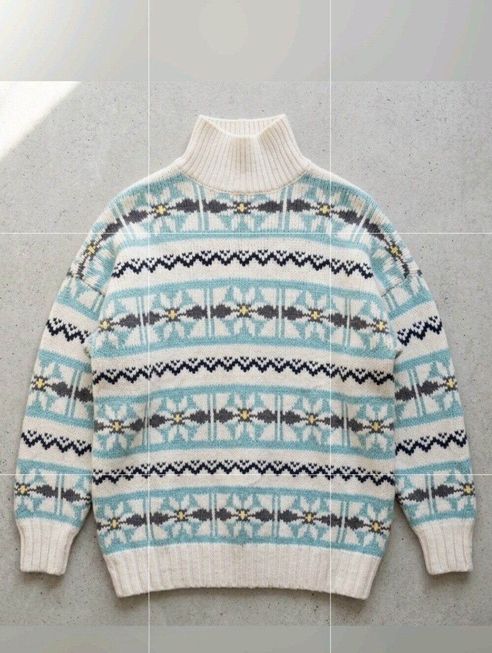 American Eagle Oversized Multicolor FairIsle Mock Neck Knit Sweater Sz. Xs